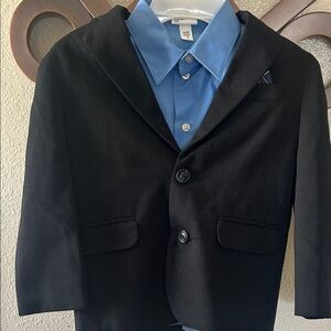 Kids Black Hooded Blazer Jacket - Classic Dress Coat